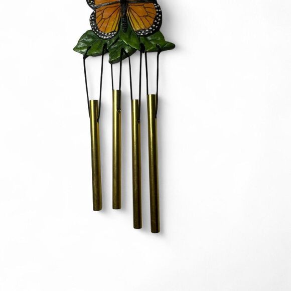 VTG Small Monarch Butterfly Wind Chime Black Orange Garden Decor Cottagecore - Picture 6 of 7